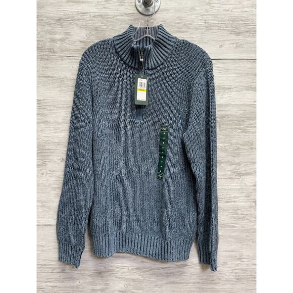 G.H. Bass & Co. Other - GH Bass Sweater Mens Medium Blue Nights Heather Crochet Knit Pullover 1/4 Zip